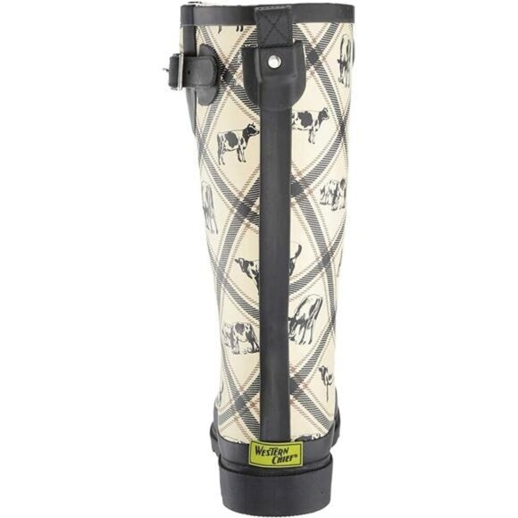 NEW Women's Unique Printed Tall 100% Waterproof Rain Boot Adjustable Strap - Picture 5 of 6